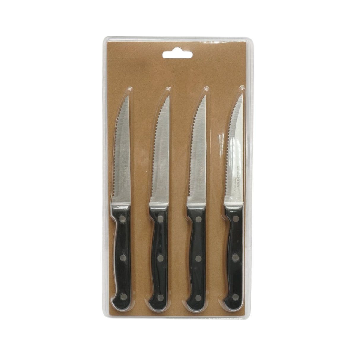 Set 4 cutite steak 11cm, lama zimtata otel 3Cr13, maner bachelita negru Breckner Germany - imagine 2