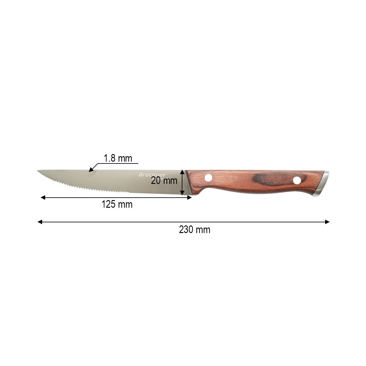 Set 6 cutite steak 12.5cm, lama zimtata otel 3Cr13, maner lemn Pakka Breckner Germany - imagine 4