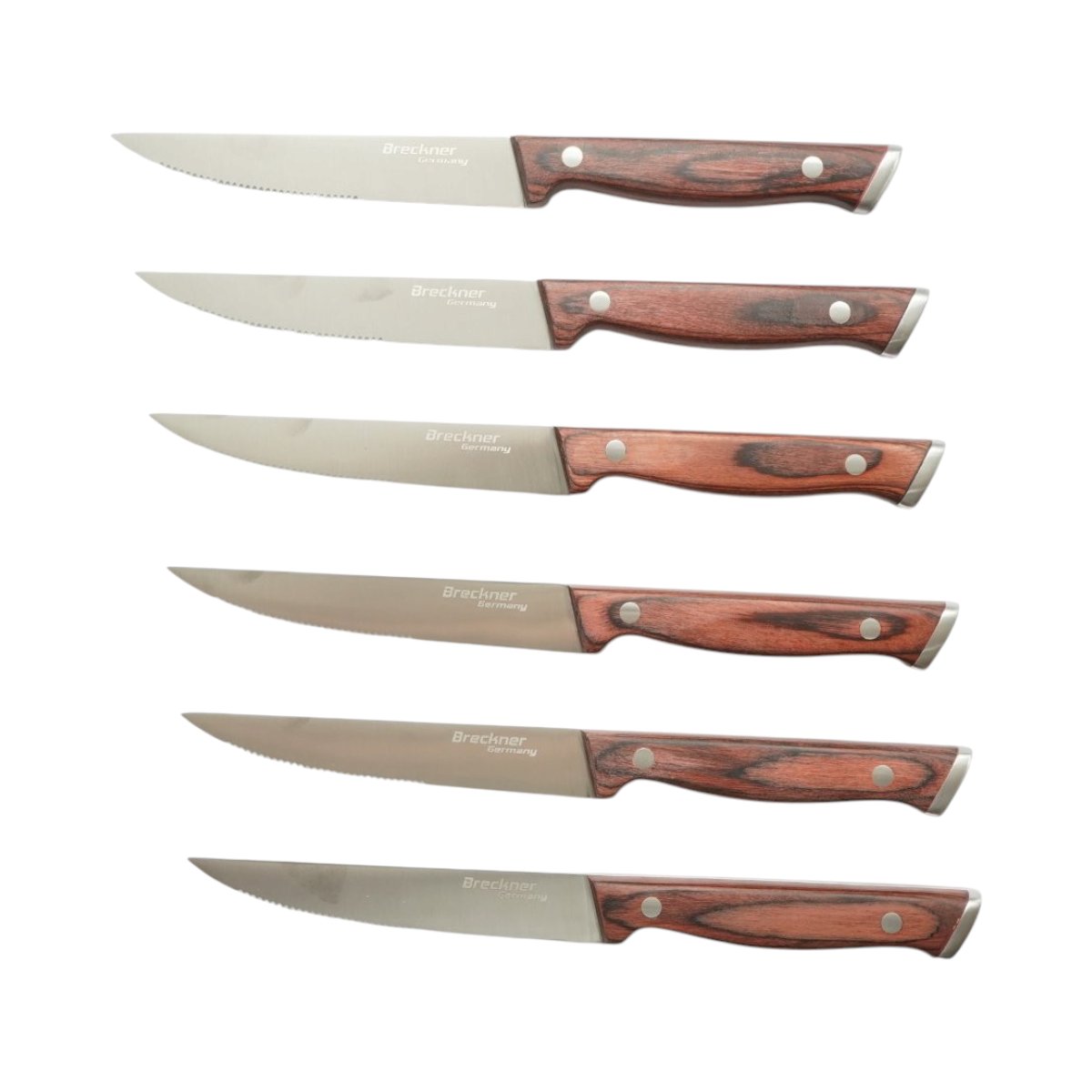 Set 6 cutite steak 12.5cm, lama zimtata otel 3Cr13, maner lemn Pakka Breckner Germany - imagine 2
