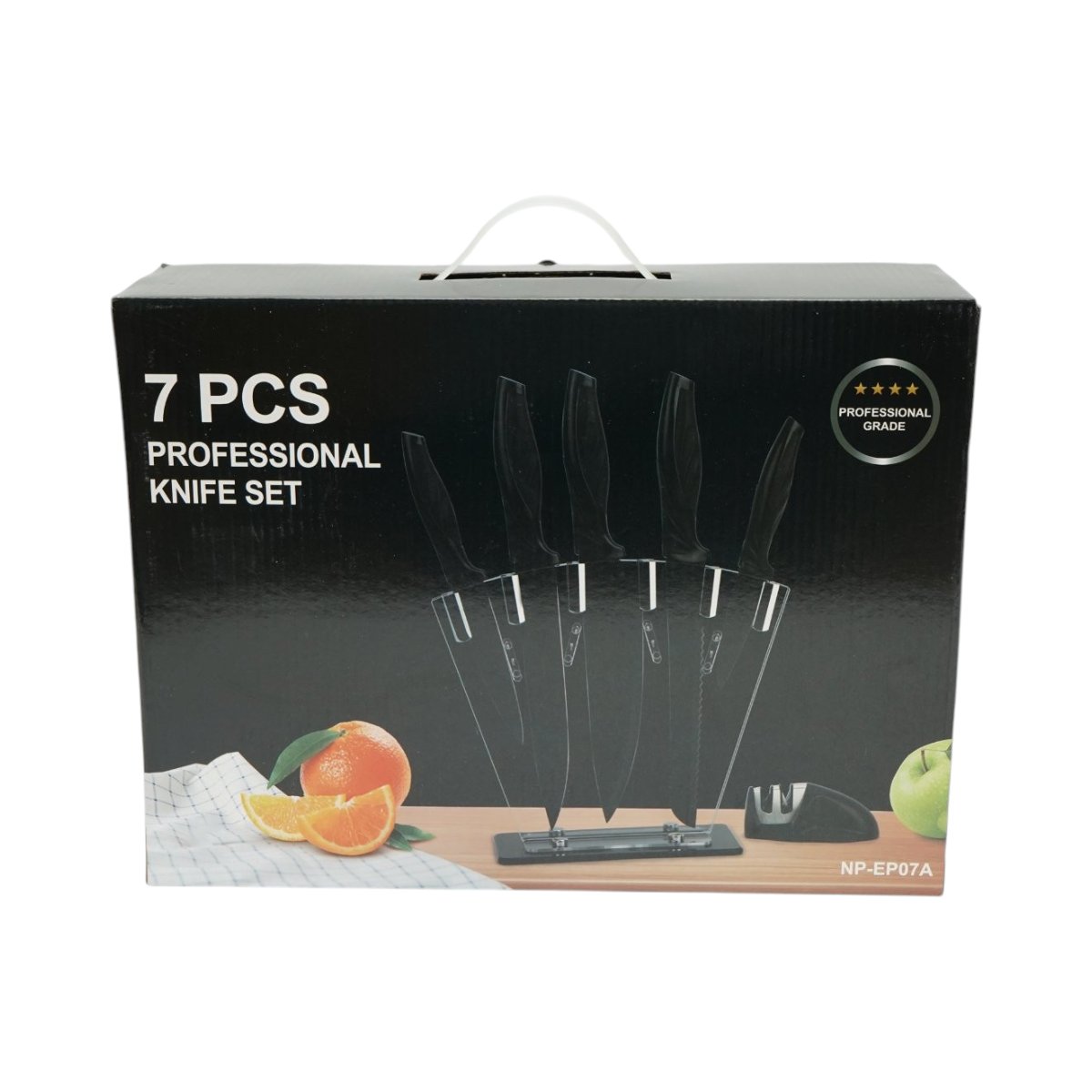 Set cutite bucatarie 7 piese cu suport acrilic si dispozitiv ascutit, lama otel 3Cr13, maner PP Breckner Germany - imagine 12