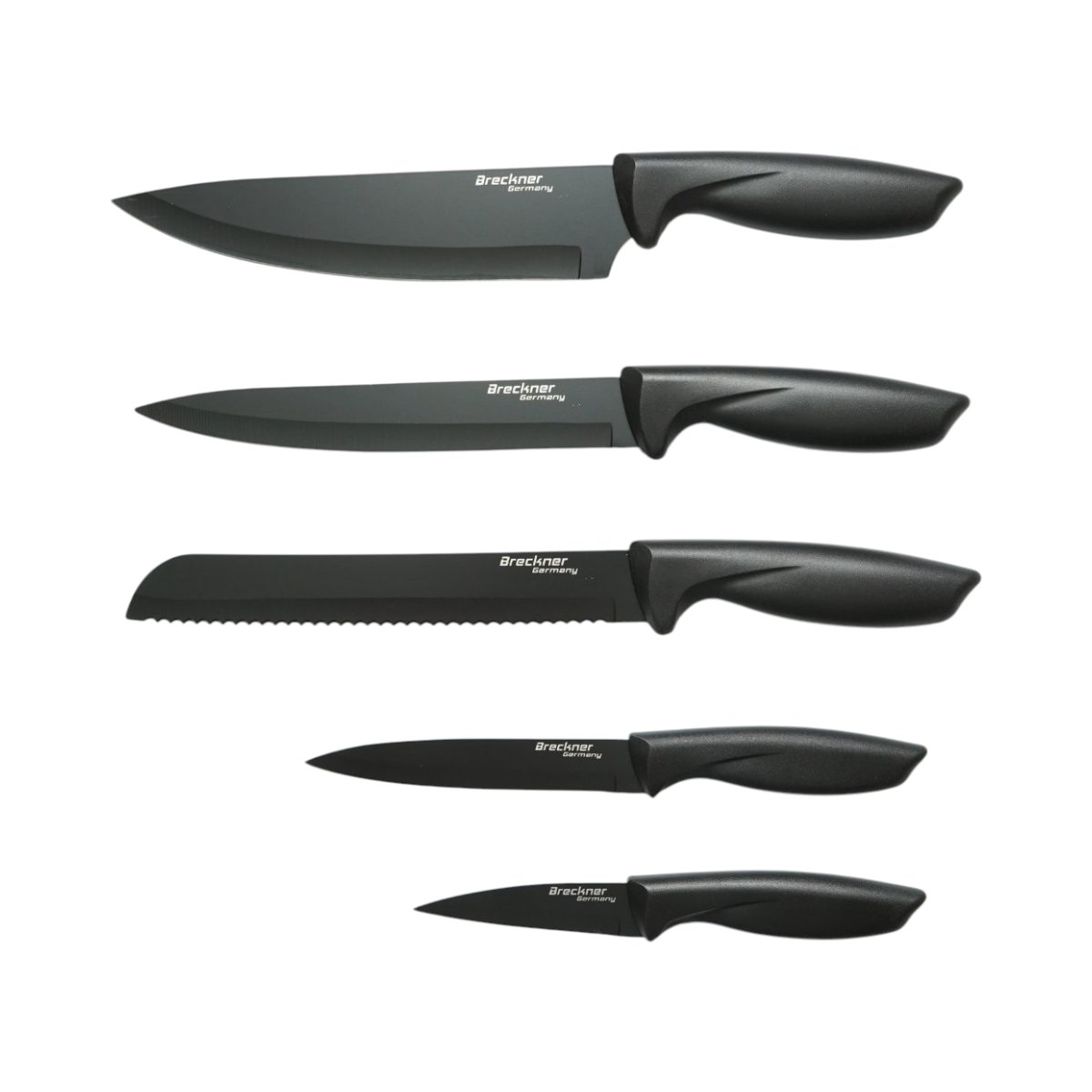 Set cutite bucatarie 7 piese cu suport acrilic si dispozitiv ascutit, lama otel 3Cr13, maner PP Breckner Germany - imagine 3