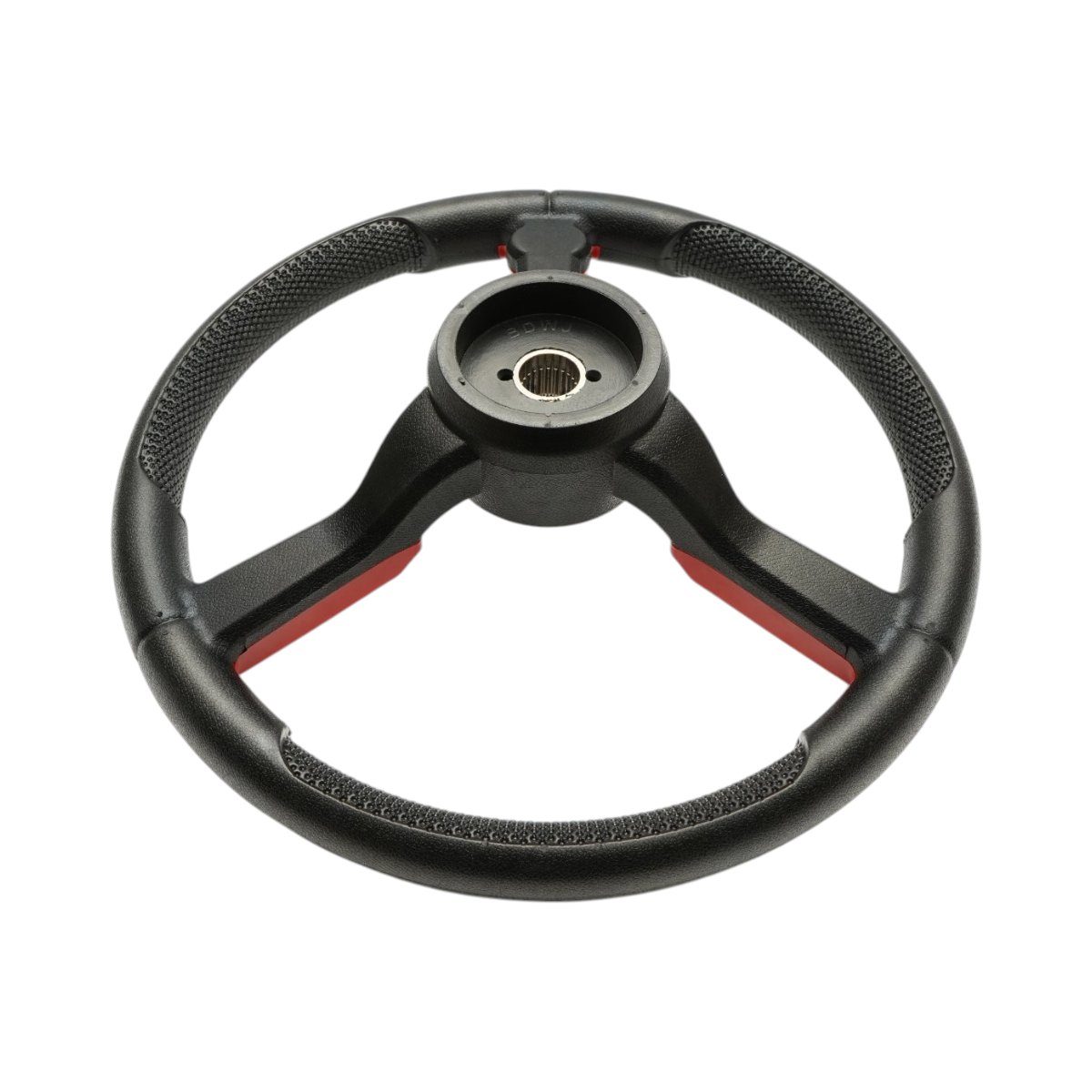 Volan tractor universal 390mm, prindere 25mm Z=24, maner rotativ 360 grade, rosu-negru Breckner Germany - imagine 3