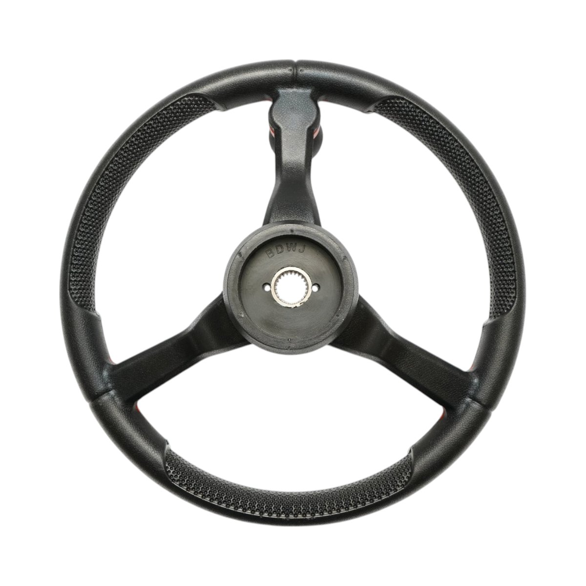 Volan tractor universal 390mm, prindere 25mm Z=24, maner rotativ 360 grade, rosu-negru Breckner Germany - imagine 4