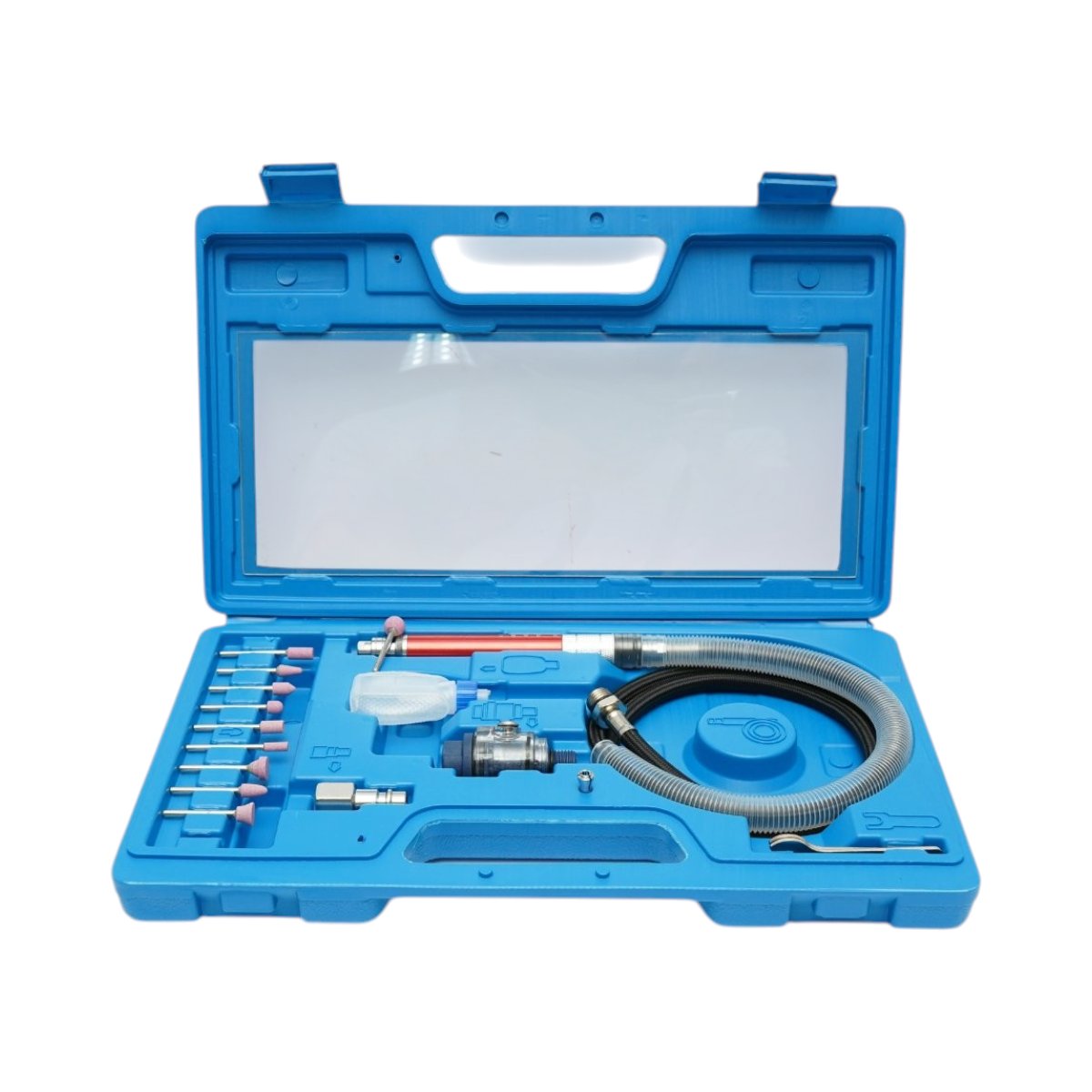 Trusa mini polizor pneumatic biax tip creion, 58000rpm, presiune 6.2 bar 17 piese Breckner Germany