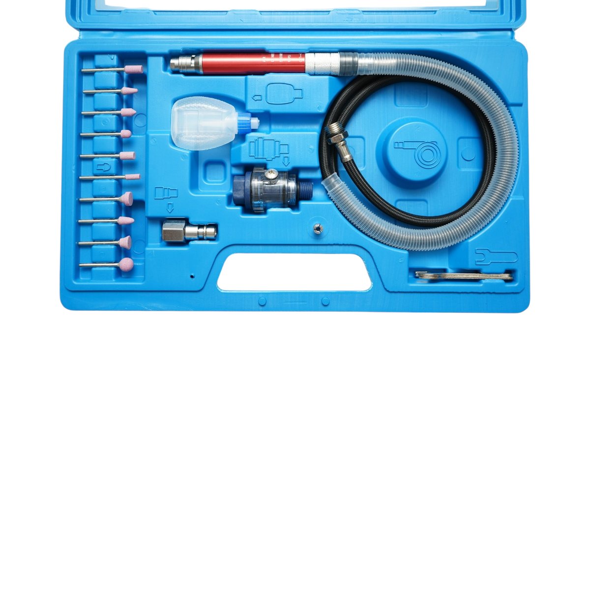 Trusa mini polizor pneumatic biax tip creion, 58000rpm, presiune 6.2 bar 17 piese Breckner Germany - imagine 3