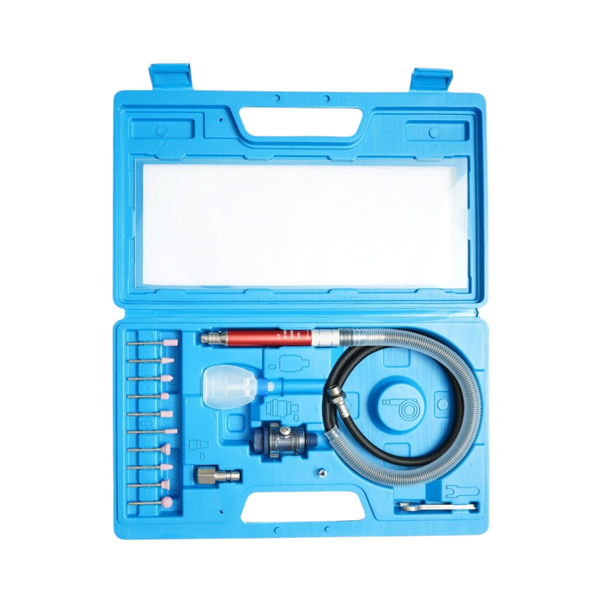 Trusa mini polizor pneumatic biax tip creion, 58000rpm, presiune 6.2 bar 17 piese Breckner Germany - imagine 2