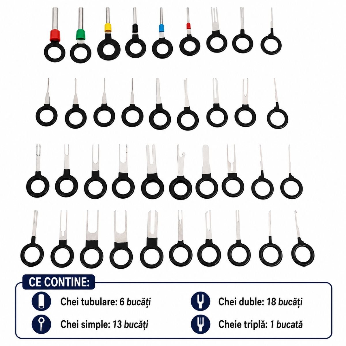 Set chei demontare terminale pini din mufe si conectori electrici 38 piese Breckner Germany - imagine 2