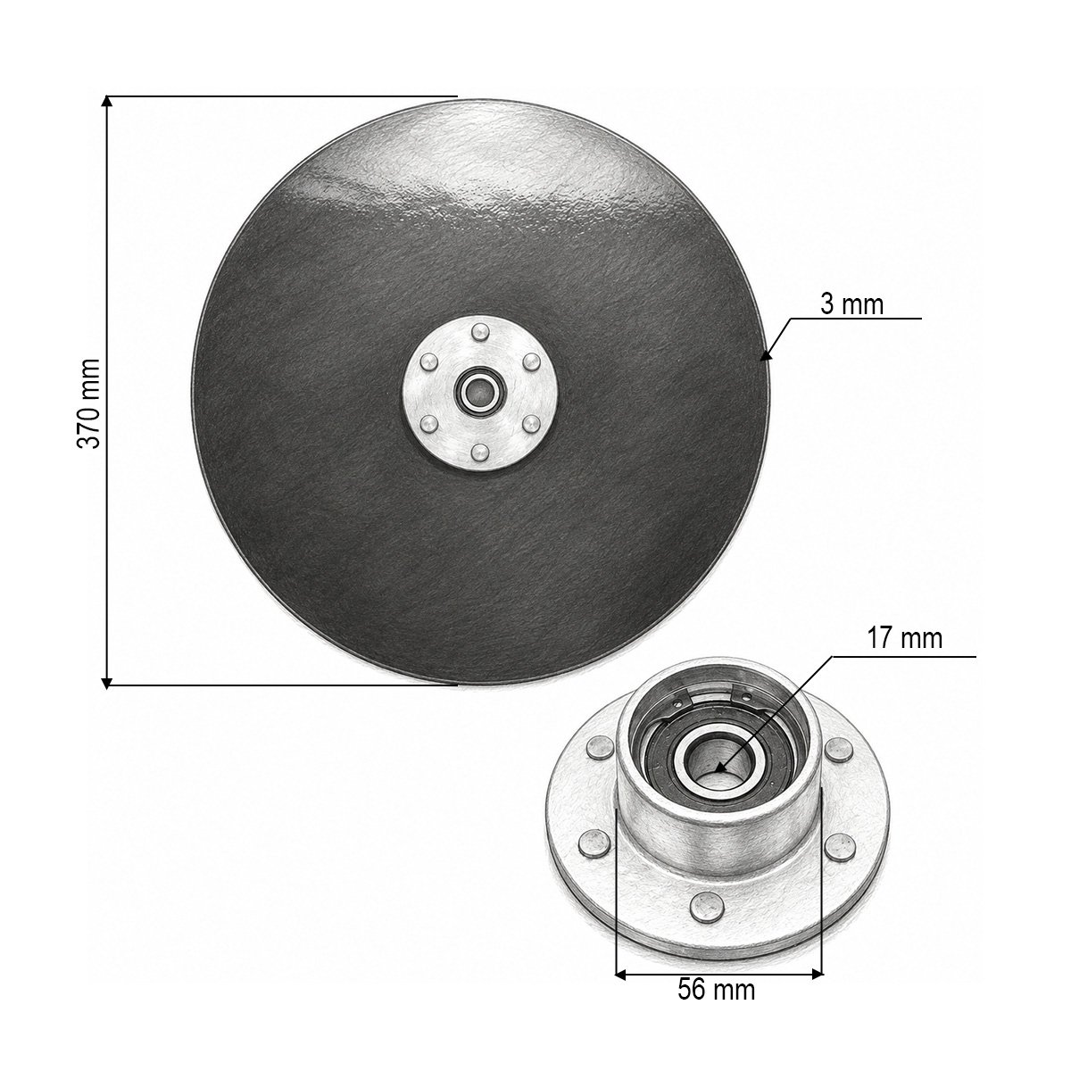Disc brazdar deschizator semanatoare Maschio Gaspardo 370x3mm cod OEM 22505054, G15225500 - imagine 3