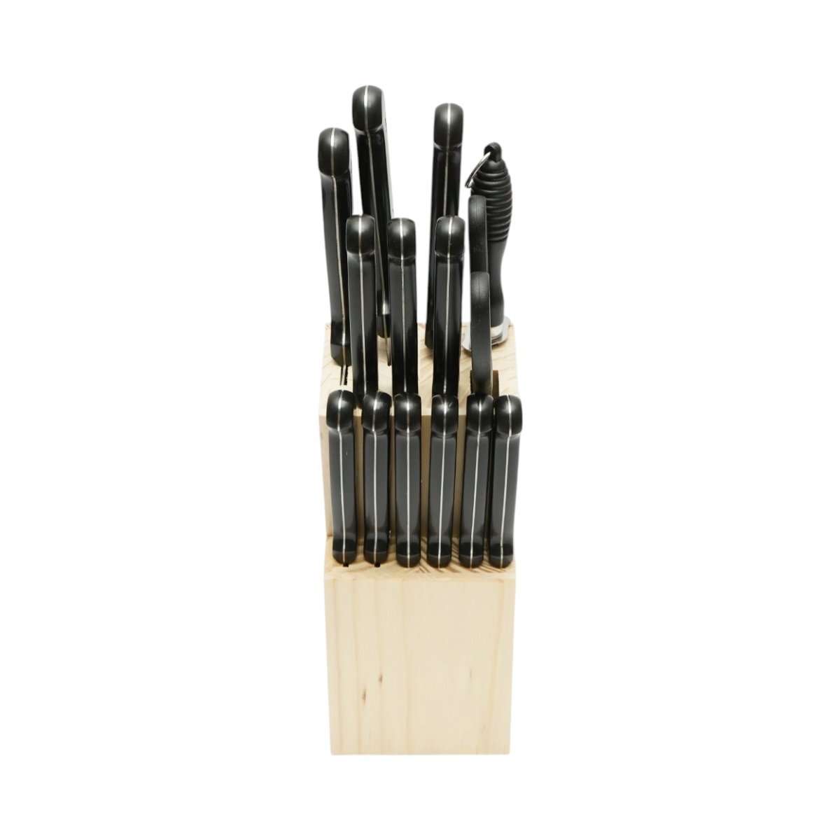 Set cutite bucatarie 15 piese cu suport lemn, foarfeca si pila ascutit, lama otel 3Cr13, maner ABS negru Breckner Germany - imagine 4