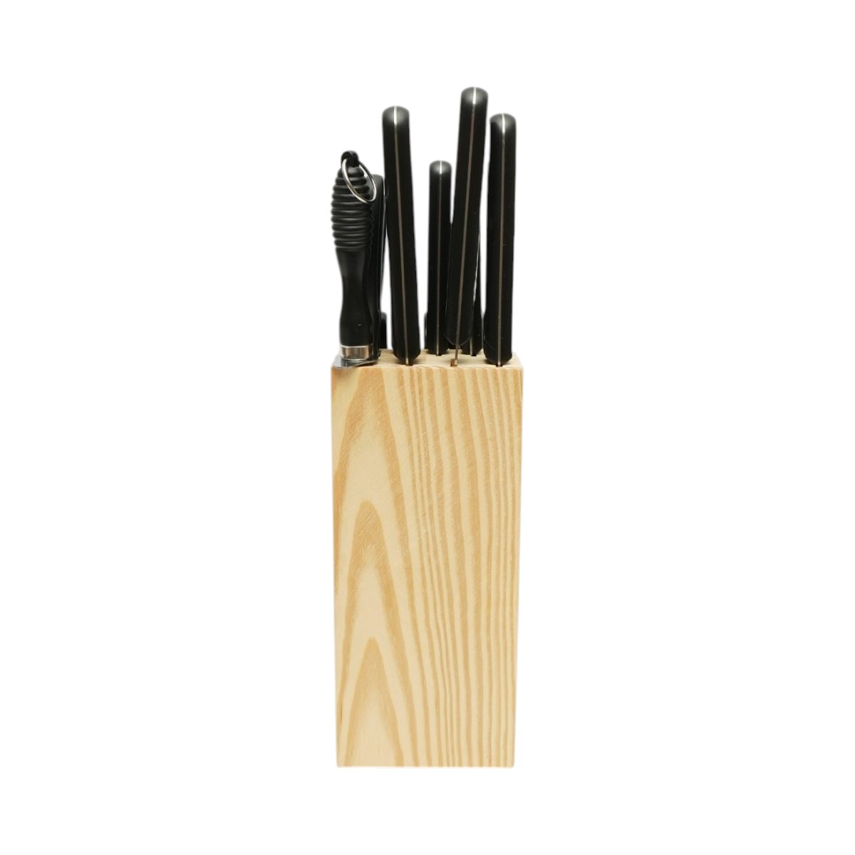 Set cutite bucatarie 15 piese cu suport lemn, foarfeca si pila ascutit, lama otel 3Cr13, maner ABS negru Breckner Germany - imagine 5