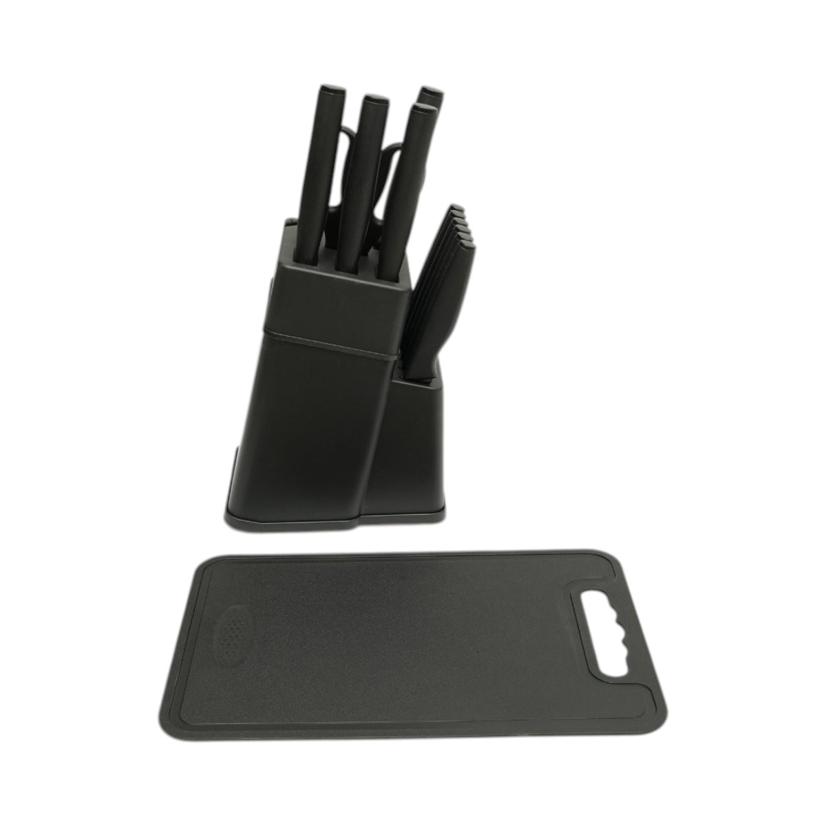 Set cutite bucatarie 15 piese cu suport, tocator si foarfeca, lama otel 3Cr13, maner PP negru Breckner Germany - imagine 4