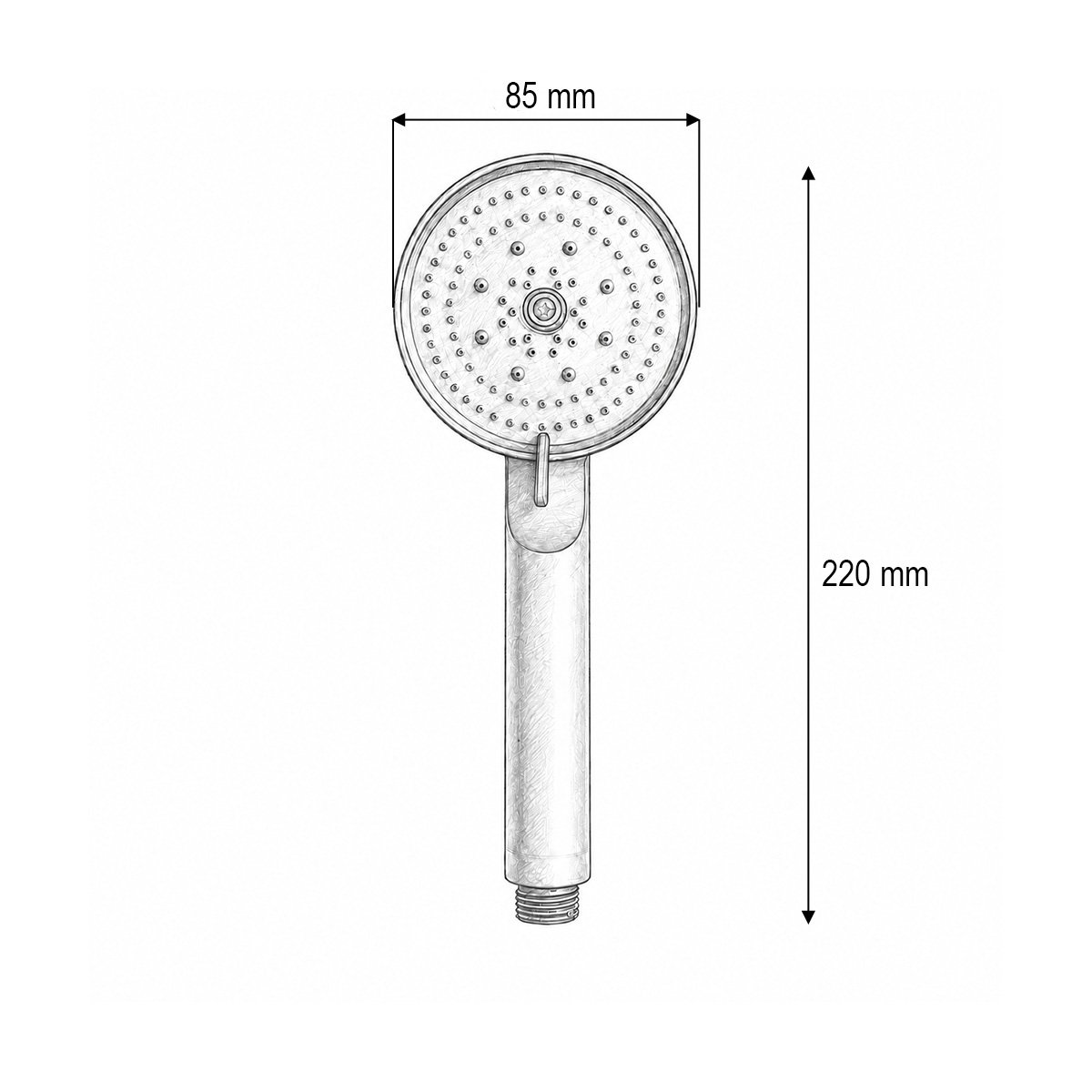 Para de dus baie rotunda, 5 functii, negru mat, plastic 85x220mm - imagine 4