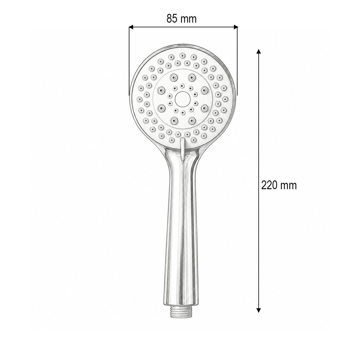Para de dus baie rotunda, 5 functii, crom lucios, plastic 85x220mm - imagine 4