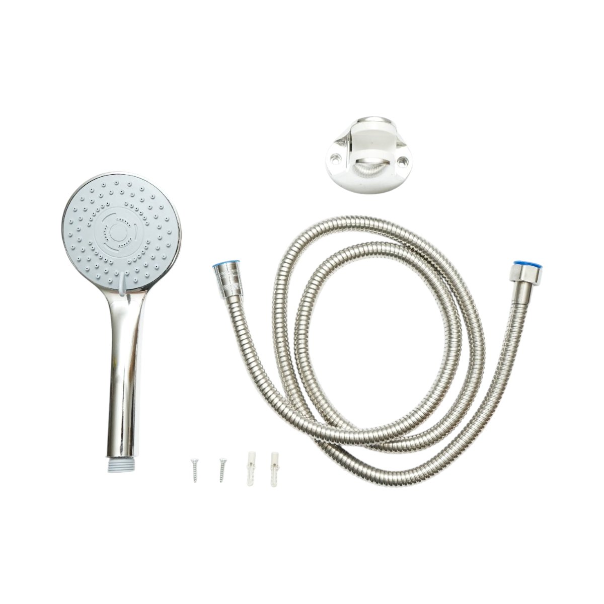 Set para dus cu furtun zincat 1.5m, suport perete, 5 functii, crom lucios, plastic 92x230mm - imagine 2
