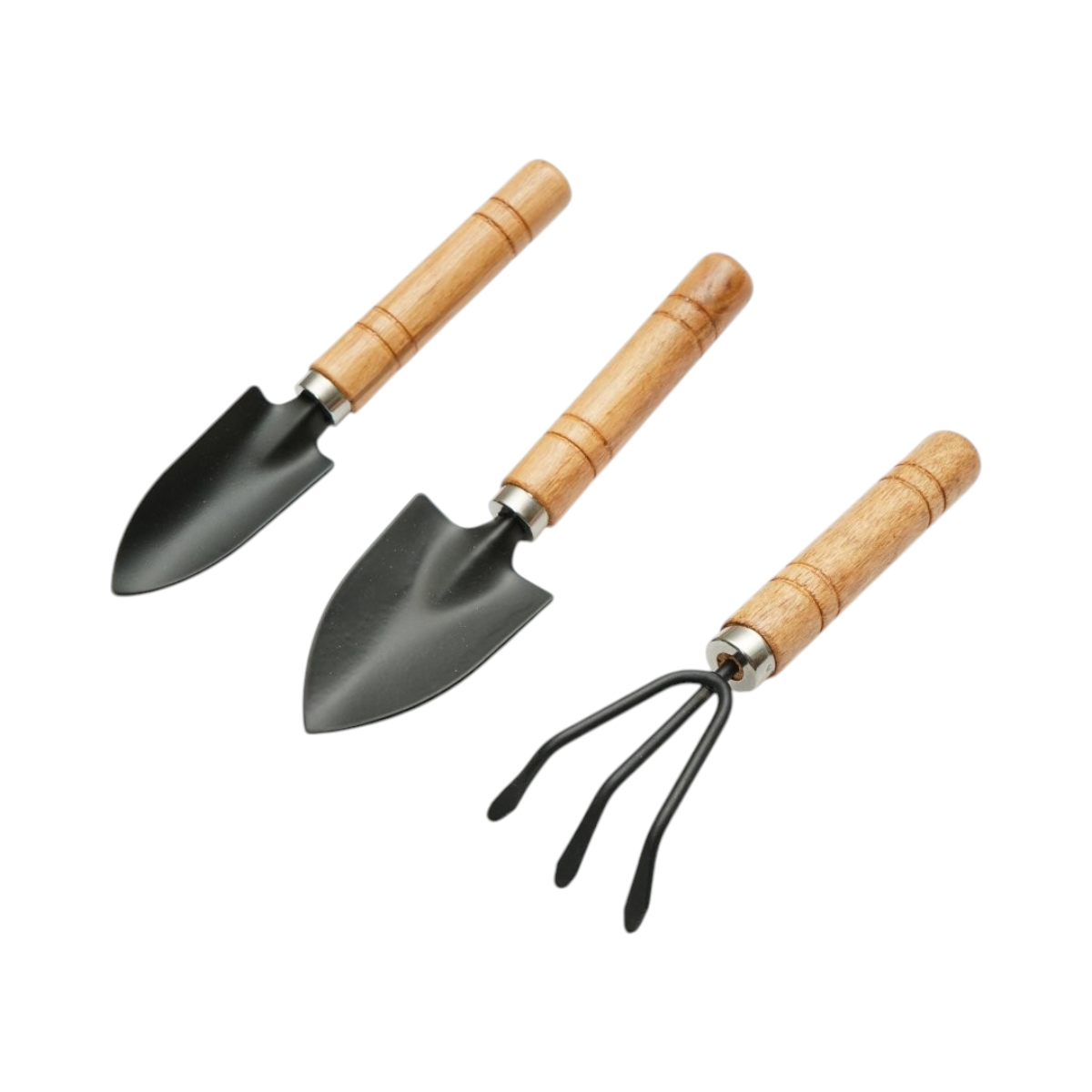 Set 3 unelte gradinarit cu lopatica, transplantor, cultivator si maner lemn Breckner Germany