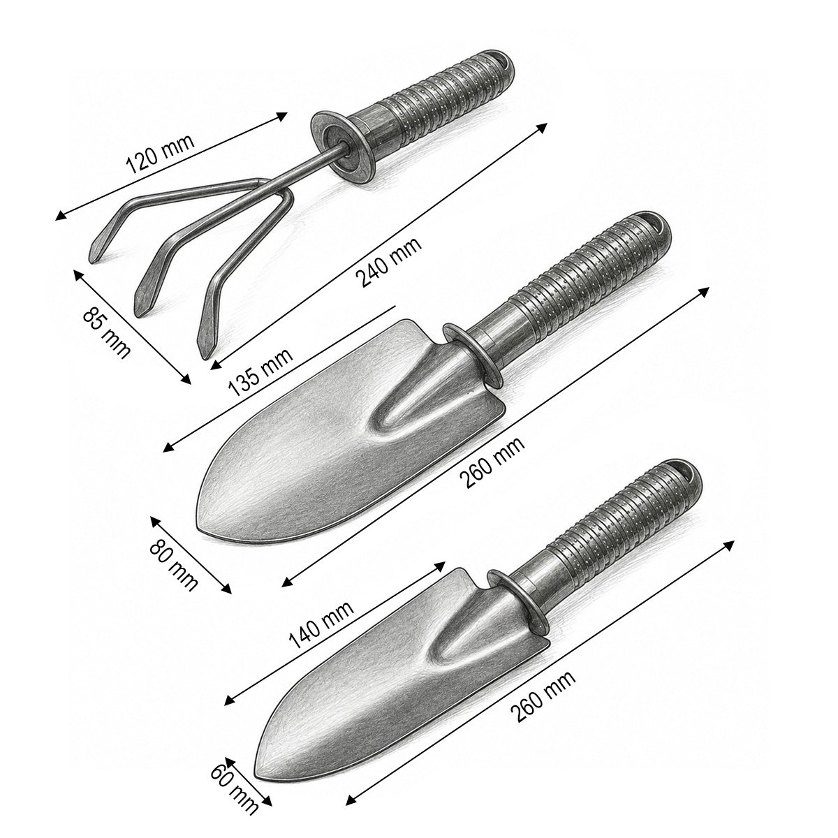 Set 3 unelte gradinarit cu lopatica, transplantor, cultivator si maner plastic Breckner Germany - imagine 3