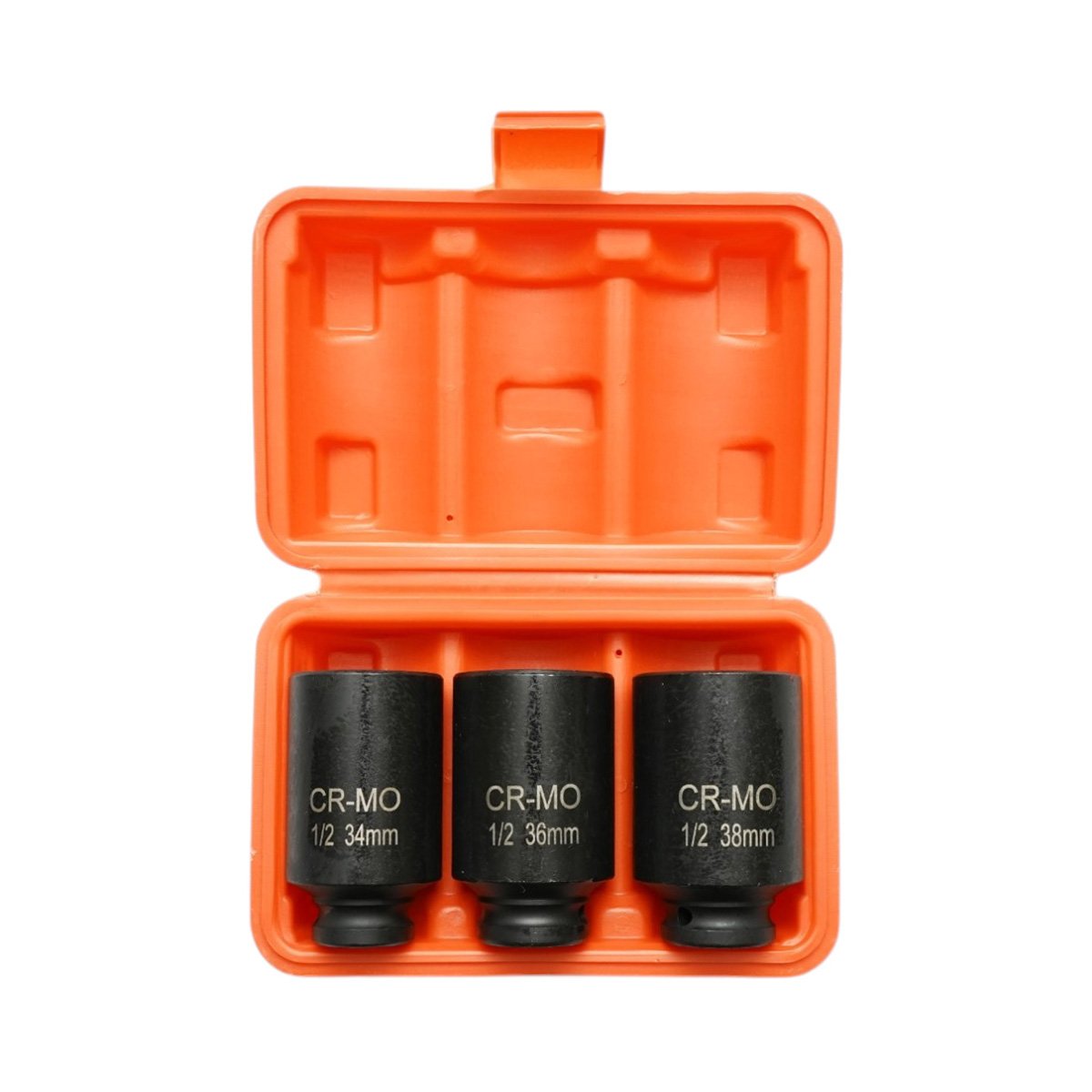 Trusa chei tubulare de impact lungi 34mm, 36mm, 38mm, patrat 1/2 inch Cr-Mo 3 piese Breckner Germany - imagine 2