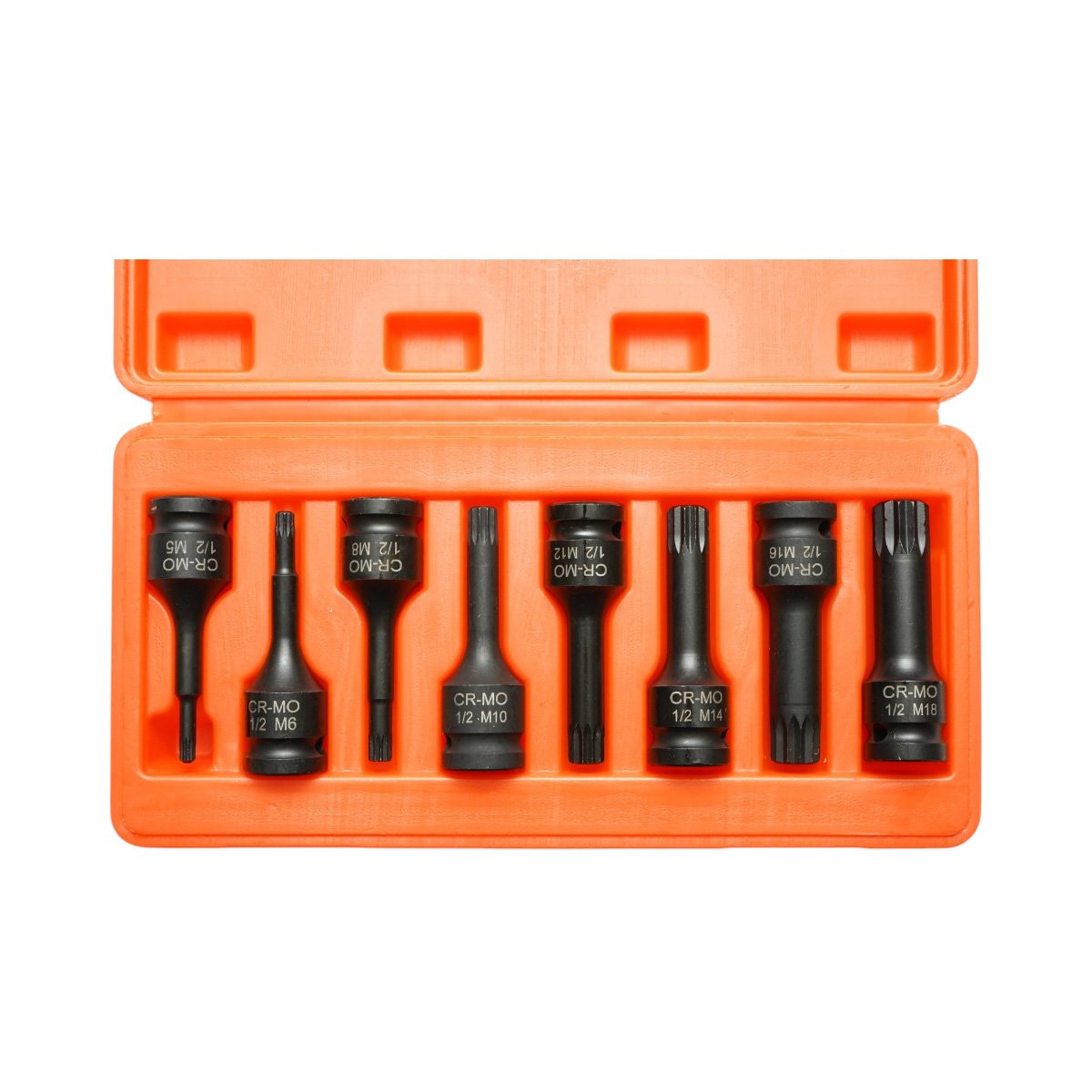 Trusa chei tubulare de impact biti spline lungi M5-M18, patrat 1/2 inch 8 piese Breckner Germany - imagine 3