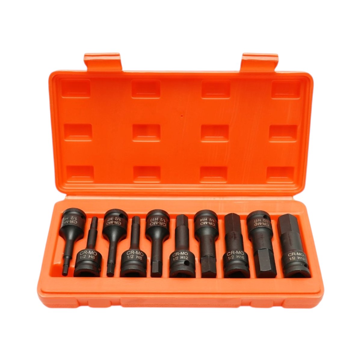 Trusa chei tubulare de impact imbus hexagonale lungi H5-H19, patrat 1/2 inch Cr-Mo 10 piese Breckner Germany