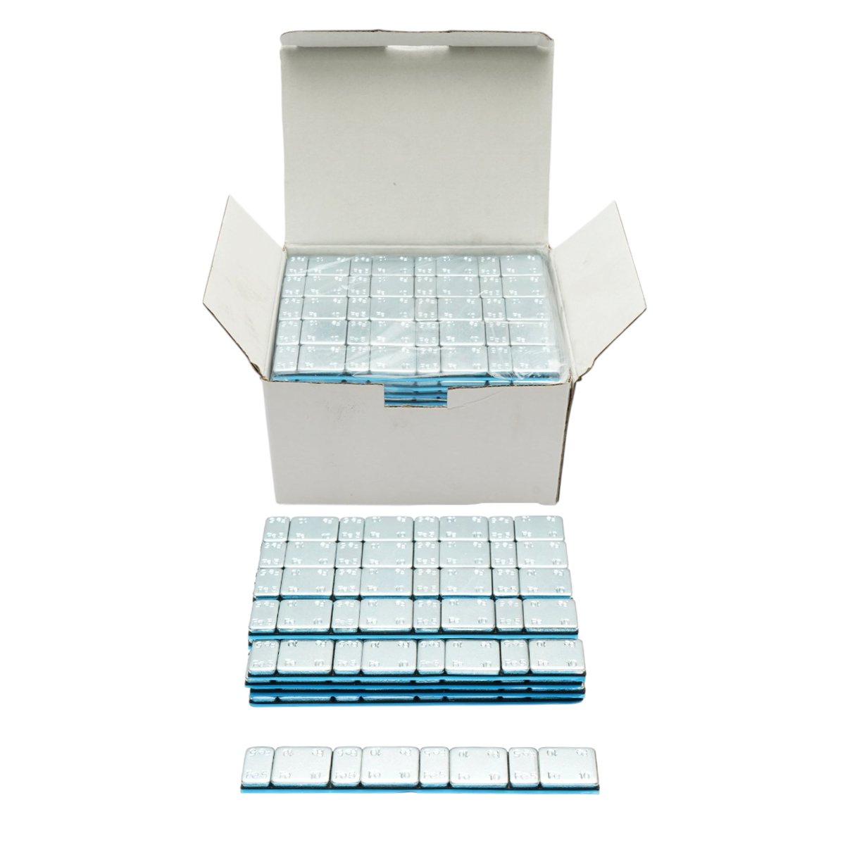 Contragreutati autoadezive zincate echilibrare roti Fe 60g (5gx4 buc + 10gx4 buc) 100 benzi/cutie