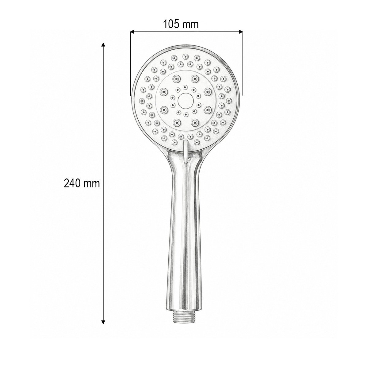 Para de dus baie rotunda, 5 functii, crom lucios, plastic 105x240mm - imagine 4