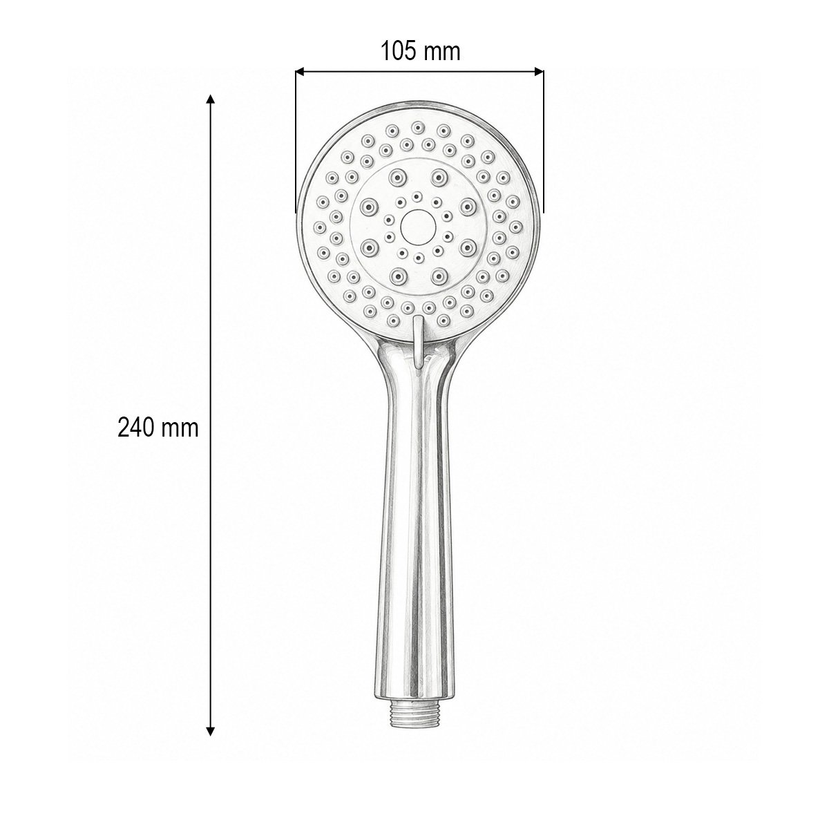 Para de dus baie rotunda, 5 functii, duze silicon, crom lucios, plastic 105x240mm - imagine 4