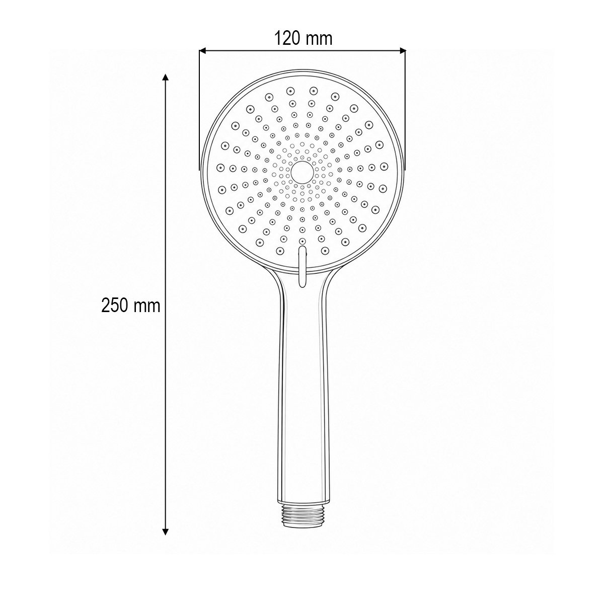 Para de dus baie rotunda, 3 functii, duze silicon, crom lucios, plastic 120x250mm - imagine 4