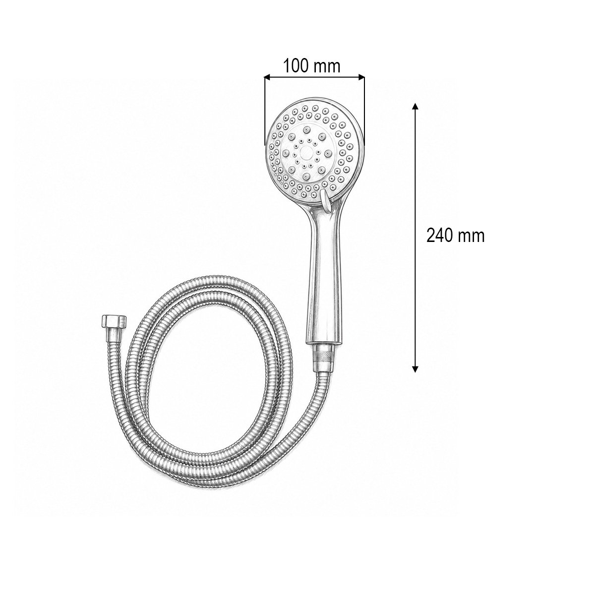 Set para dus cu furtun zincat 1.5m, 5 functii, crom lucios, plastic 100x240mm - imagine 4