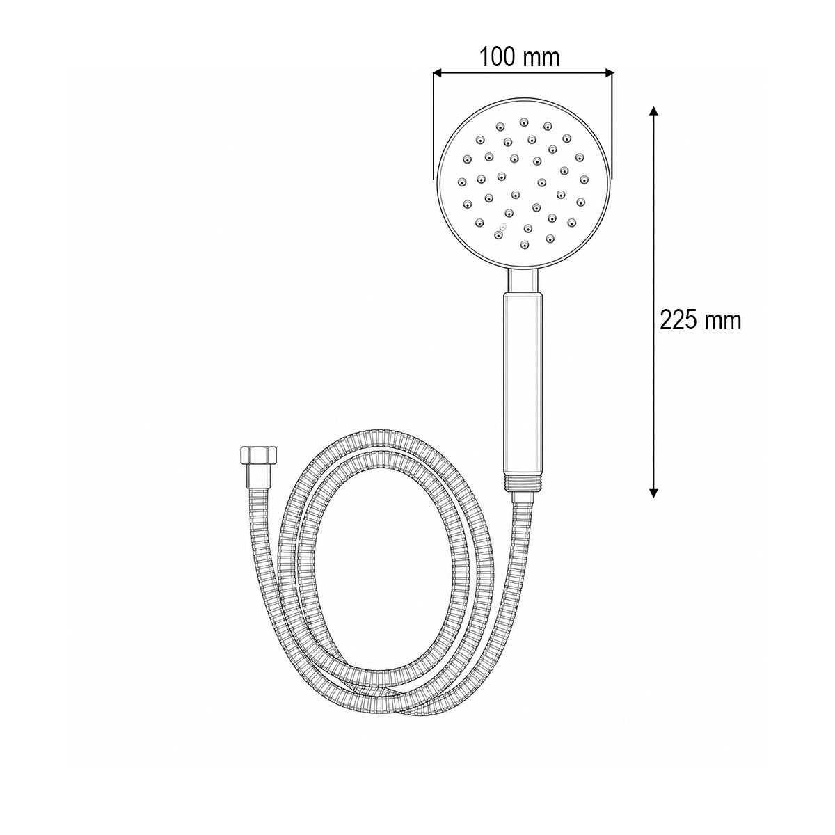 Set para dus cu furtun zincat 1.5m,  1 functie tip ploaie, duze silicon, crom lucios, otel inoxidabil 100x225mm - imagine 4