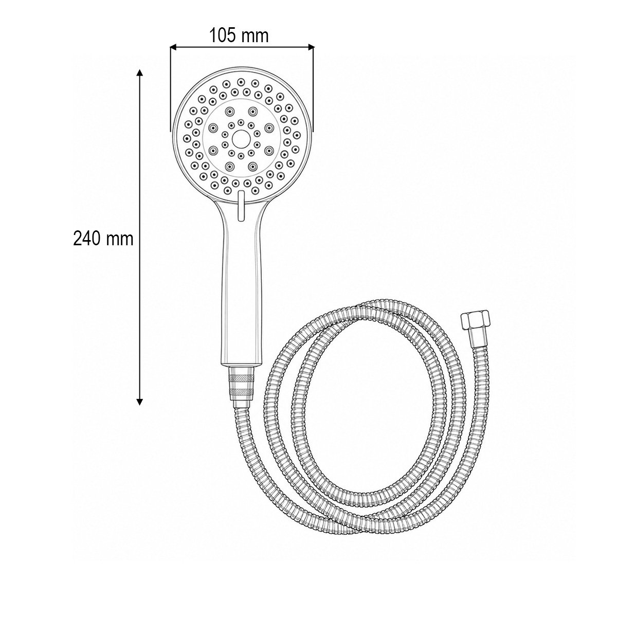Set para dus cu furtun zincat 1.5m, 5 functii, duze silicon, crom lucios, plastic 105x240mm - imagine 4