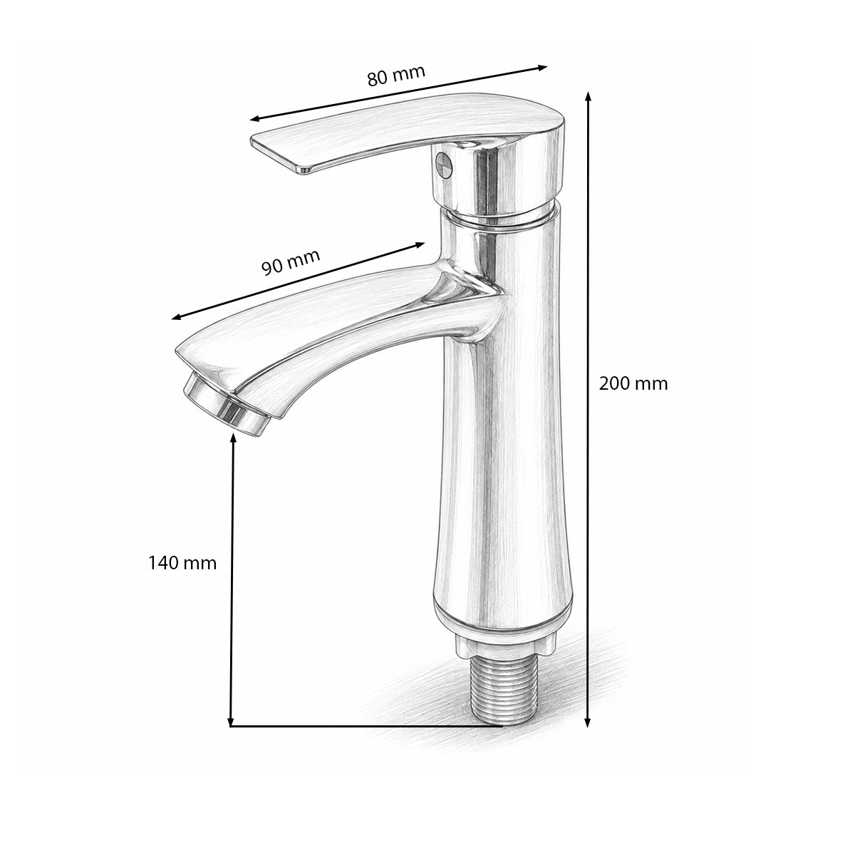 Baterie lavoar baie inalta rotunda, monocomanda, crom lucios, aliaj zinc - imagine 3