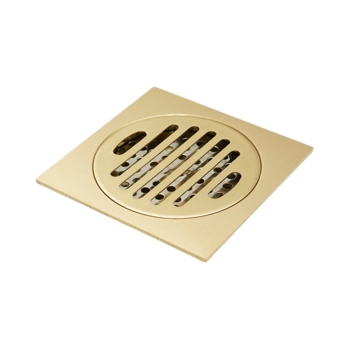 Sifon de pardoseala patrat cu gratar, auriu satinat, otel inoxidabil 100x100mm - imagine 3