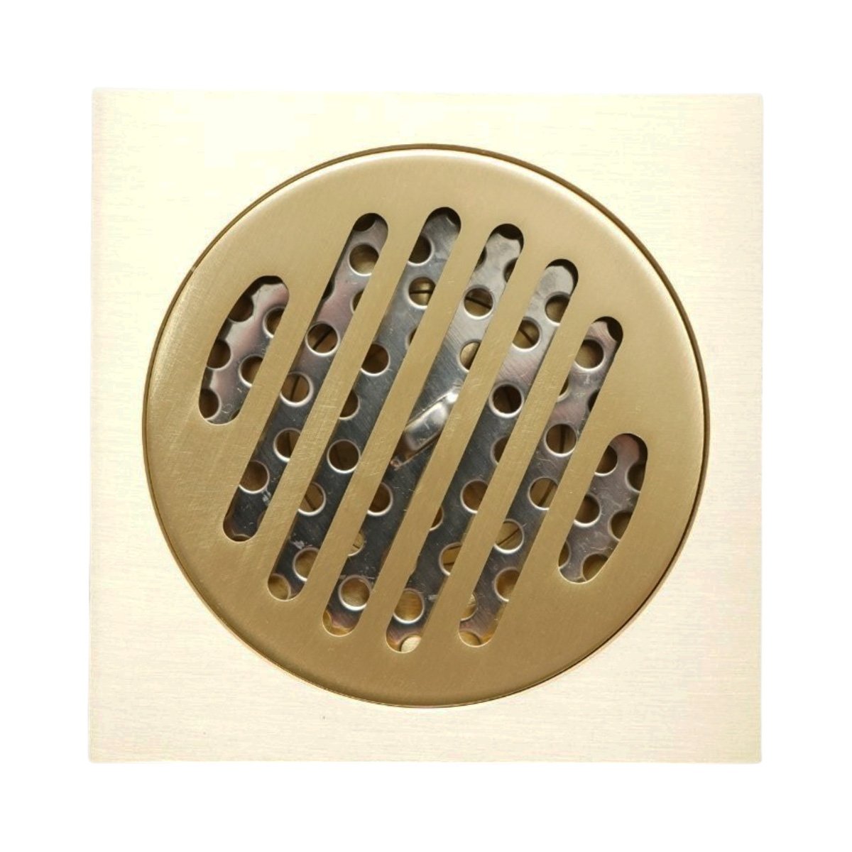 Sifon de pardoseala patrat cu gratar, auriu satinat, otel inoxidabil 100x100mm - imagine 6