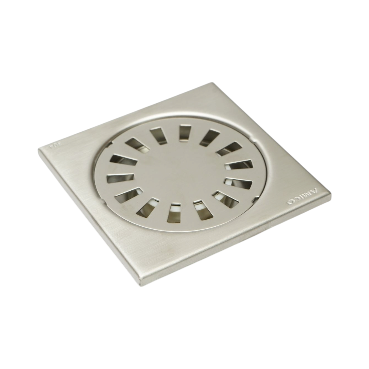 Sifon de pardoseala patrat cu gratar, argintiu satinat, otel inoxidabil 100x100mm - imagine 3
