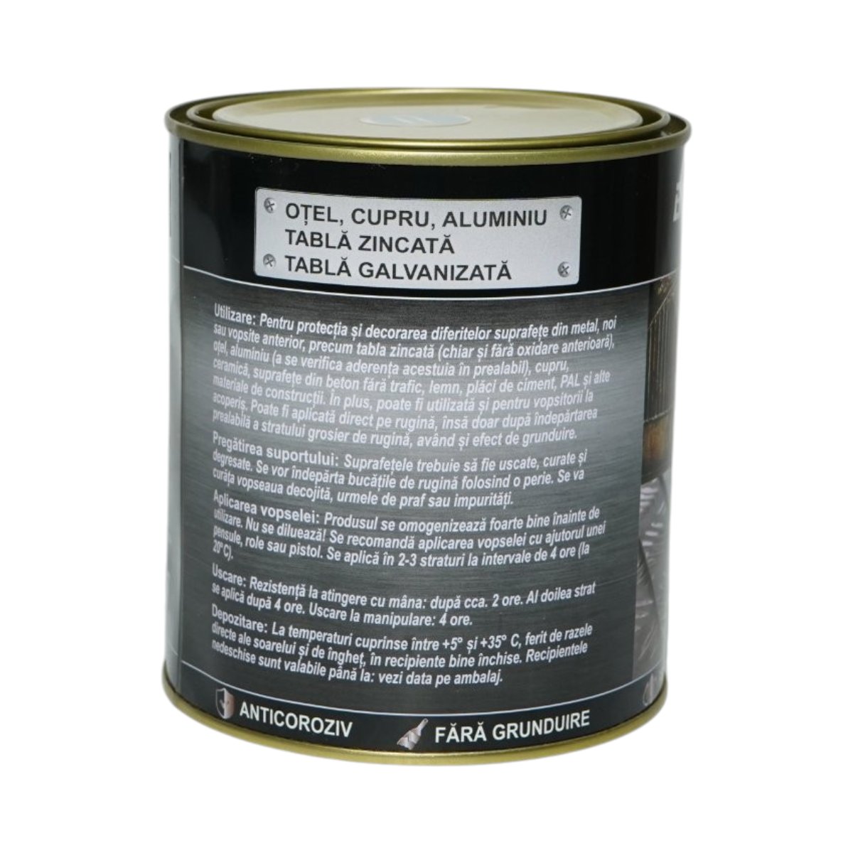 Vopsea email anticoroziva 3 in 1 argintie pentru metal 750g, direct pe rugina, pe baza de apa Breckner Germany - imagine 4