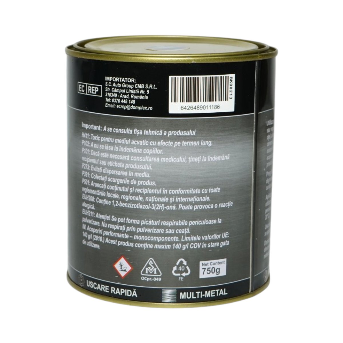 Vopsea email anticoroziva 3 in 1 albastru 650 pentru metal 750g, direct pe rugina, pe baza de apa Breckner Germany - imagine 3