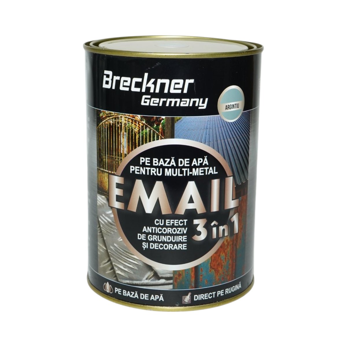 Vopsea email anticoroziva 3 in 1 argintie pentru metal 2kg, direct pe rugina, pe baza de apa Breckner Germany - imagine 2