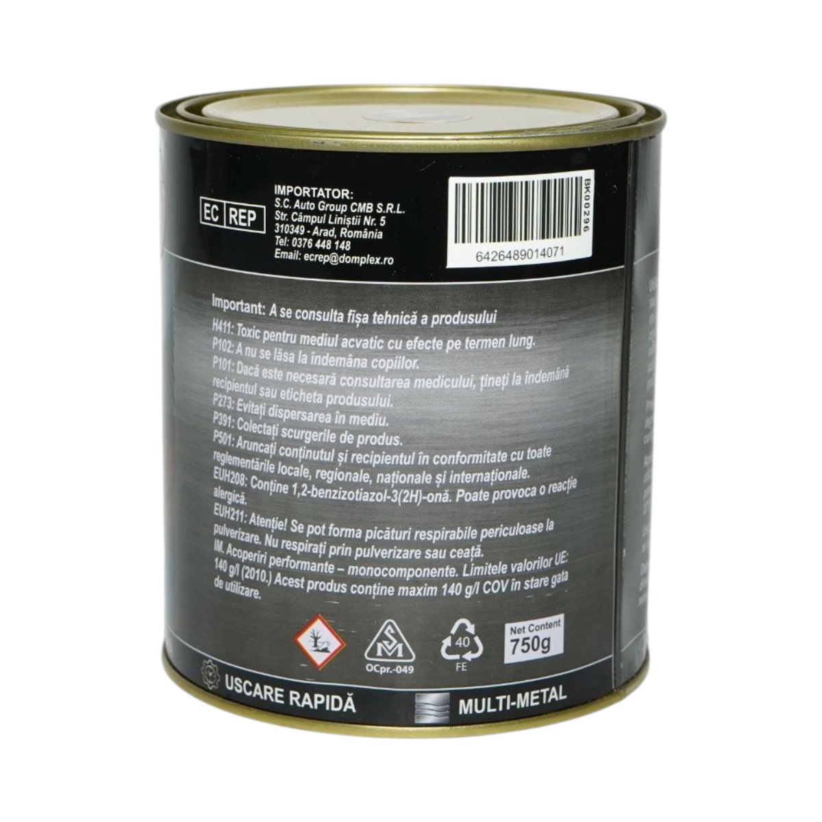 Vopsea email anticoroziva 3 in 1 maro ciocolatiu lucios pentru metal 750g, direct pe rugina, pe baza de apa Breckner Germany - imagine 3