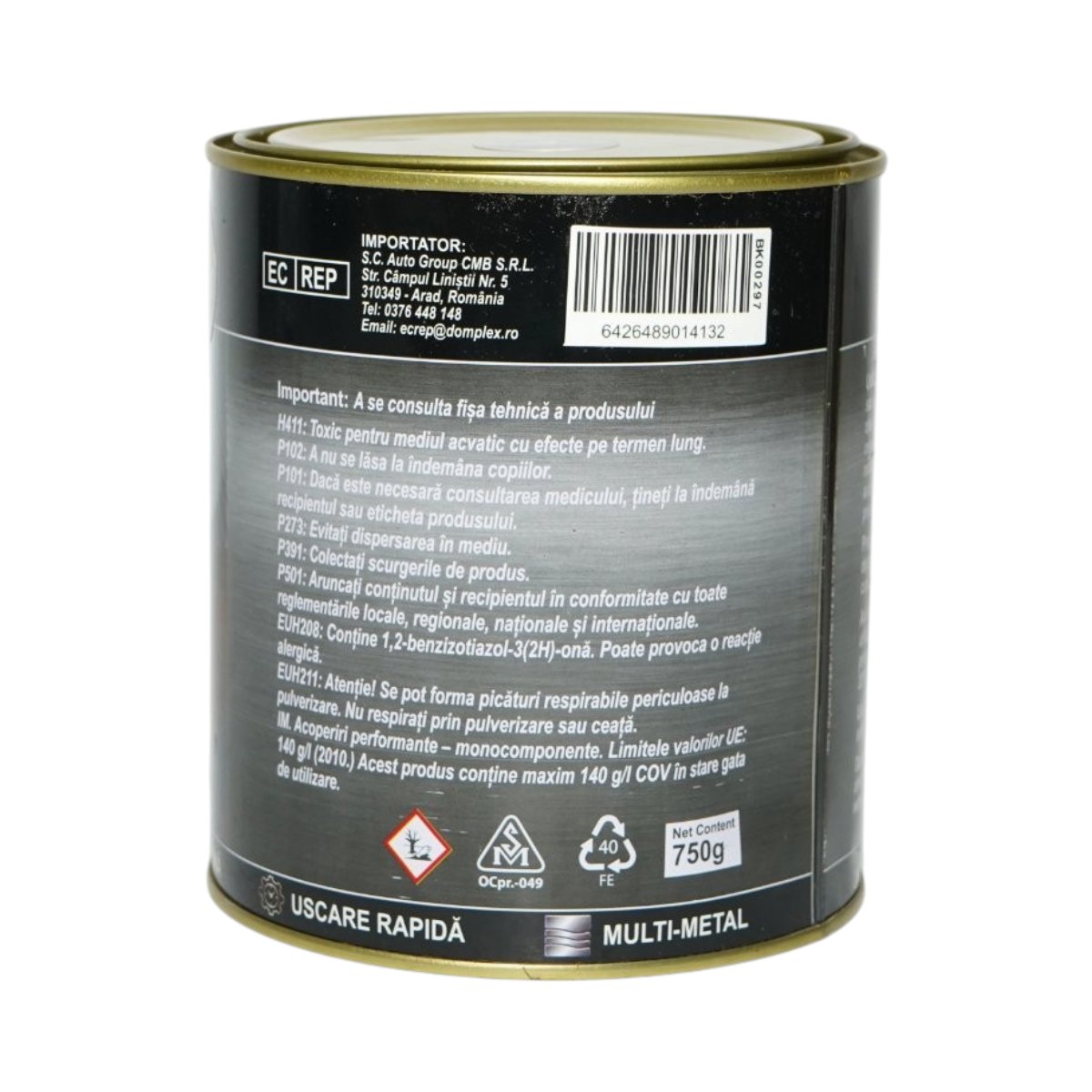 Vopsea email anticoroziva 3 in 1 maro roscat pentru metal 750g, direct pe rugina, pe baza de apa Breckner Germany - imagine 3