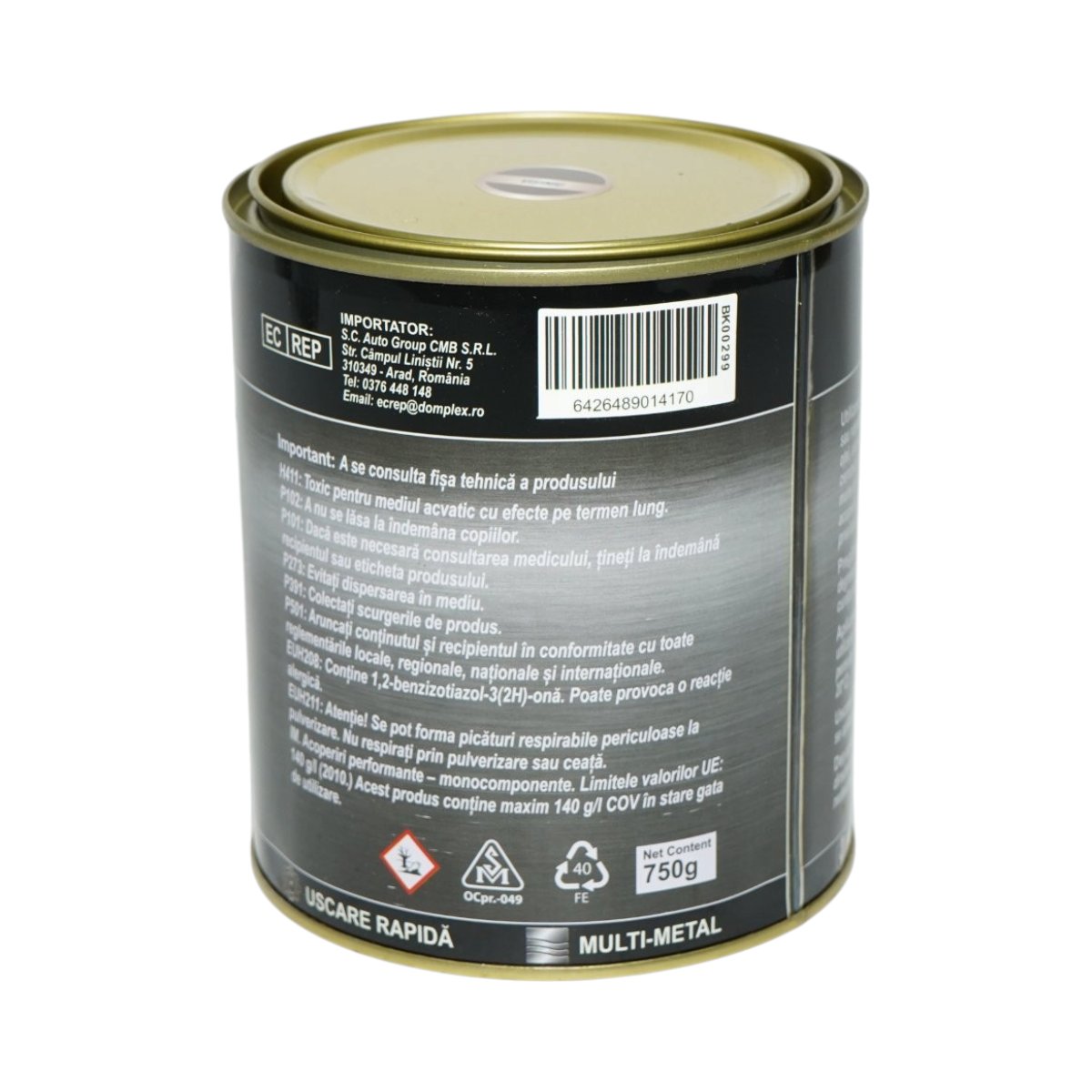 Vopsea email anticoroziva 3 in 1 visinie pentru metal 750g, direct pe rugina, pe baza de apa Breckner Germany - imagine 3