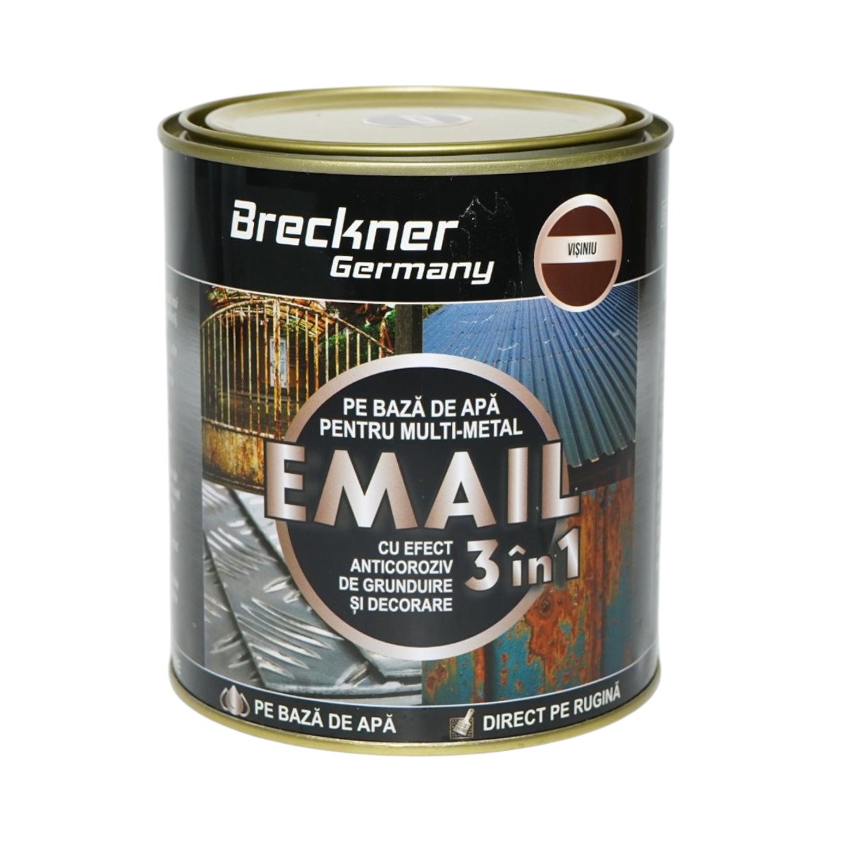 Vopsea email anticoroziva 3 in 1 visinie pentru metal 750g, direct pe rugina, pe baza de apa Breckner Germany - imagine 2
