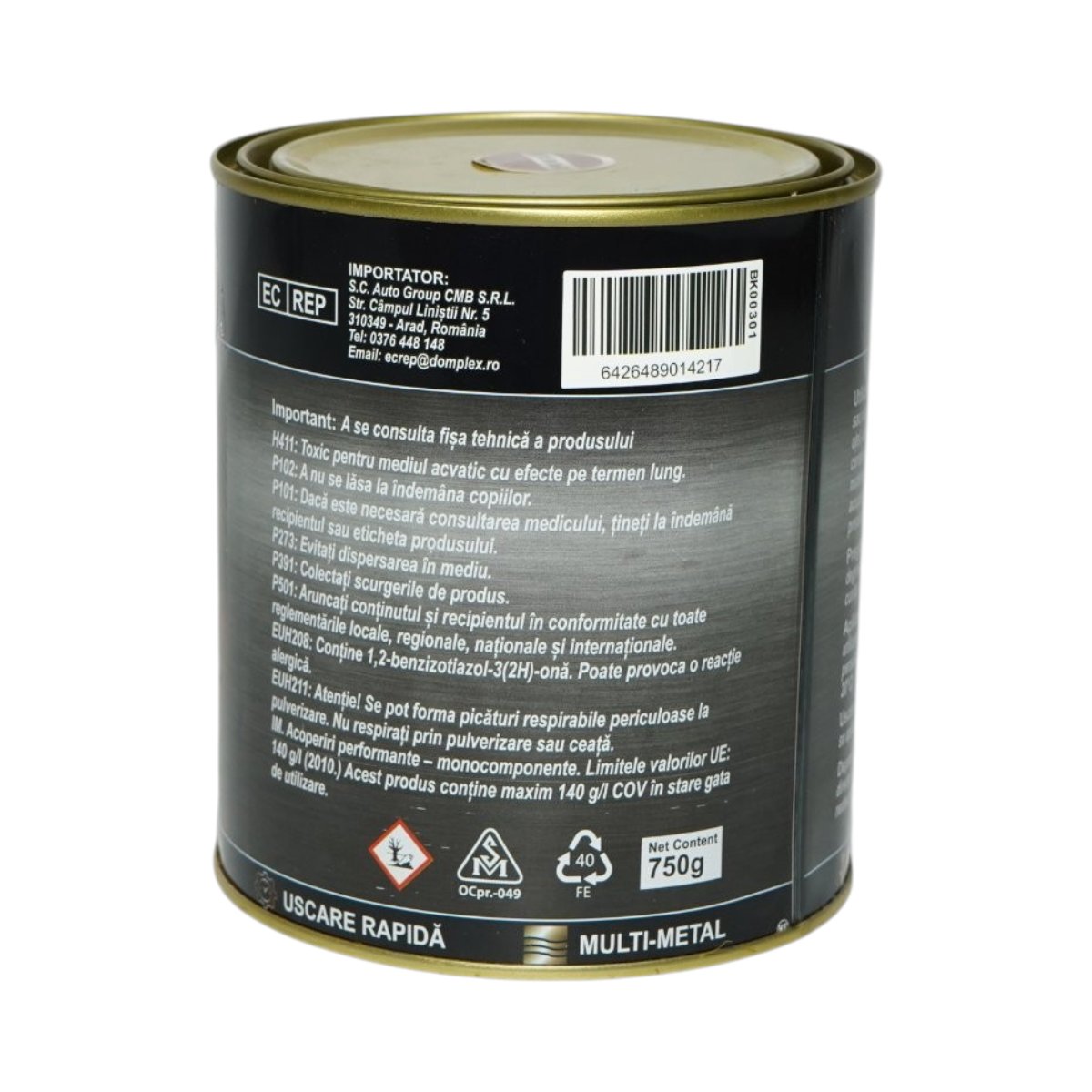 Vopsea email anticoroziva 3 in 1 cupru metalizat pentru metal 750g, direct pe rugina, pe baza de apa Breckner Germany - imagine 3
