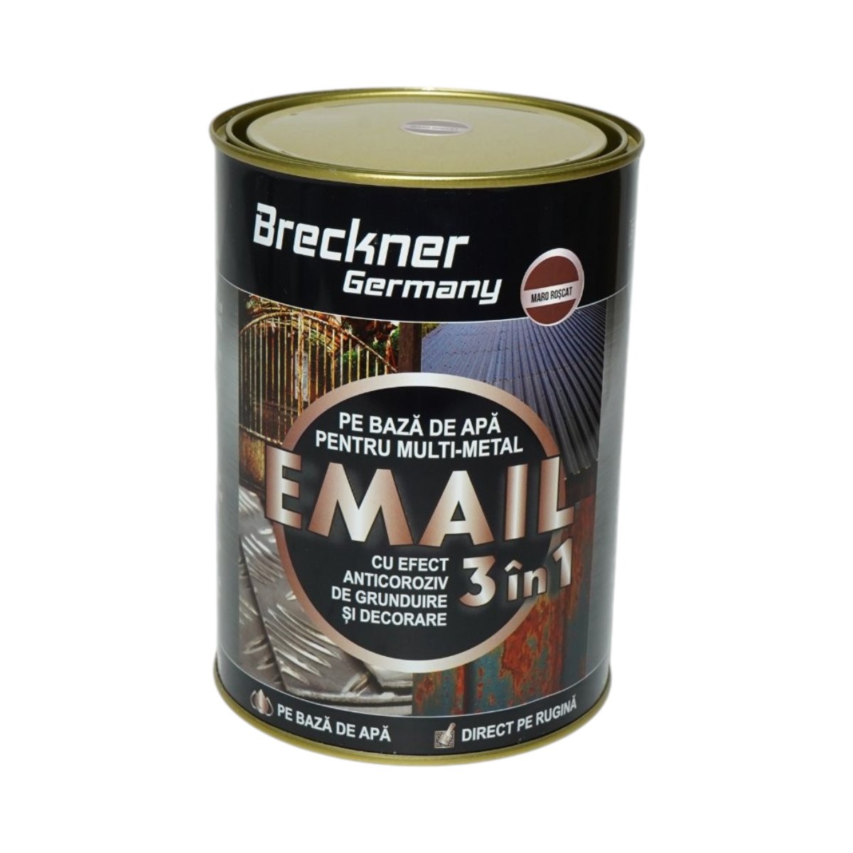 Vopsea email anticoroziva 3 in 1 maro roscat pentru metal 2kg, direct pe rugina, pe baza de apa Breckner Germany - imagine 2
