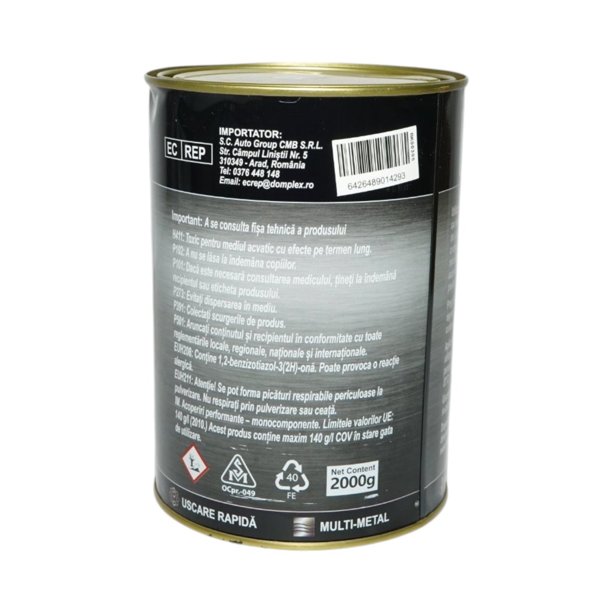 Vopsea email anticoroziva 3 in 1 maro ciocolatiu mat pentru metal 2kg, direct pe rugina, pe baza de apa Breckner Germany - imagine 3