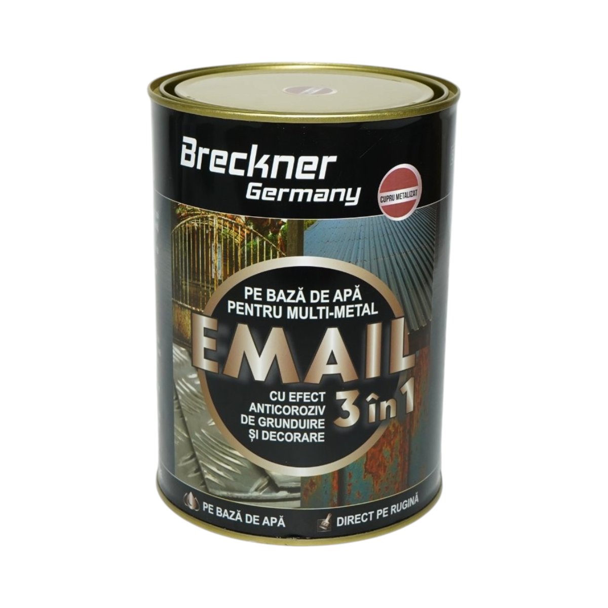 Vopsea email anticoroziva 3 in 1 cupru metalizat pentru metal 2kg, direct pe rugina, pe baza de apa Breckner Germany - imagine 2