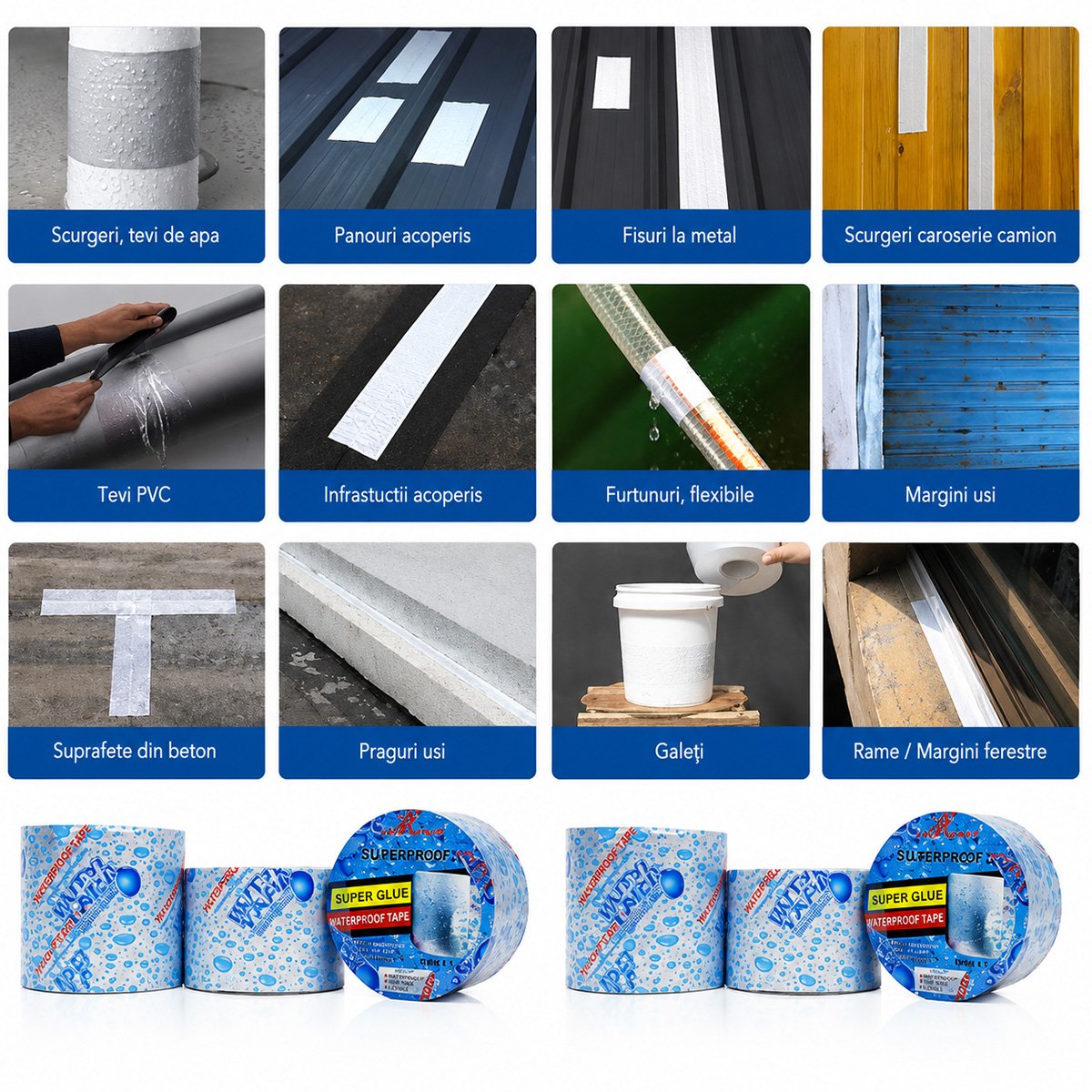 Banda butilica hidroizolanta autoadeziva 100mm x 5m cu folie de aluminiu HighPower - imagine 4