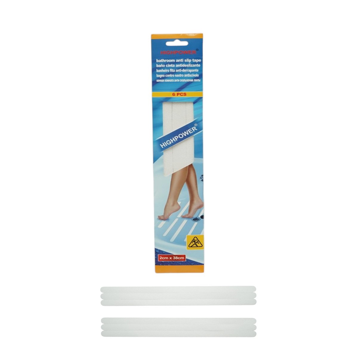 Banda antiderapanta transparenta autoadeziva 20x380mm 6 buc/set HighPower