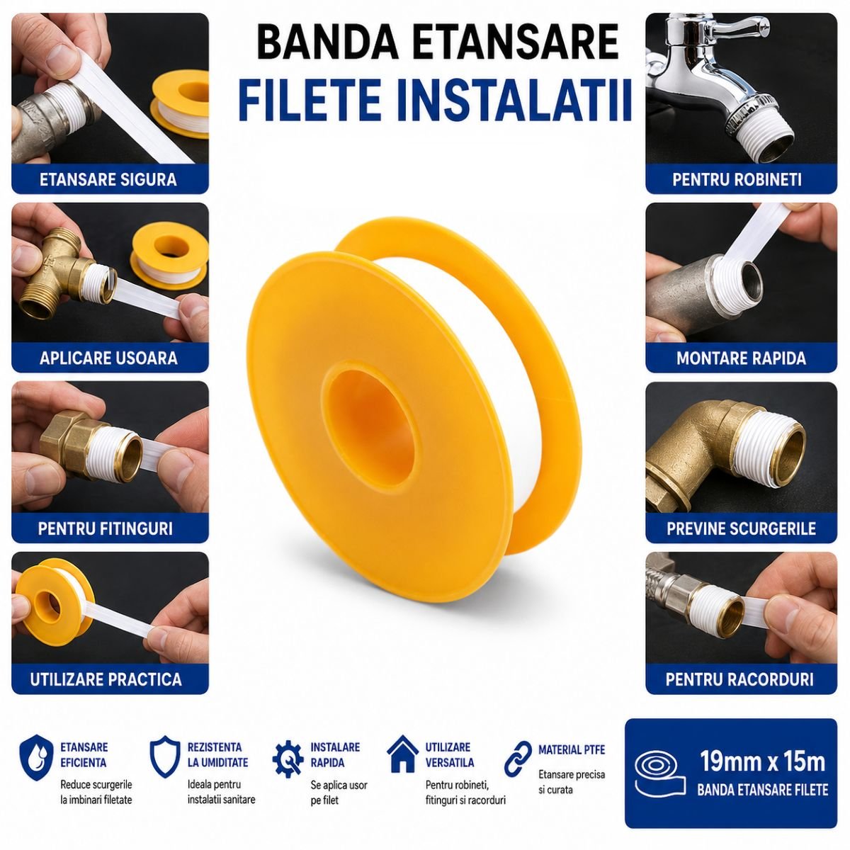 Banda etansare filete teflon PTFE 19mm x 15m HighPower - imagine 4
