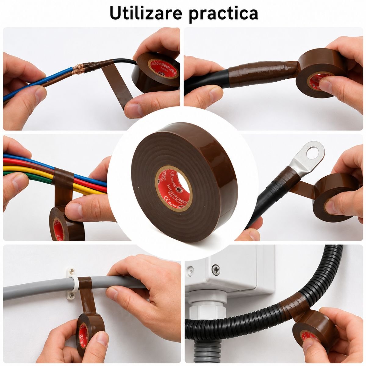 Banda izolatoare maro vinil 19mm x 20m Premium Super Power 33+ HighPower - imagine 4