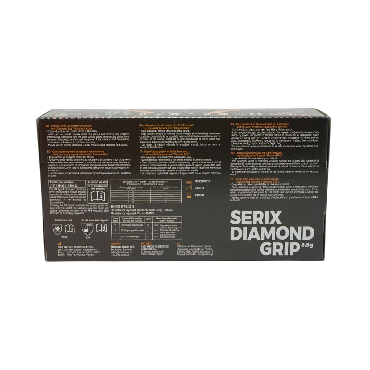Manusi din nitril portocalii nepudrate cu textura diamond grip, marimea M 50 buc/cutie - imagine 7